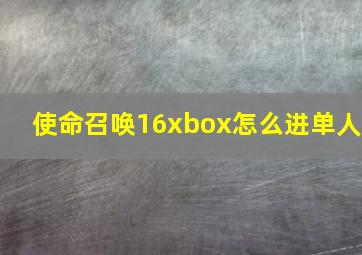 使命召唤16xbox怎么进单人