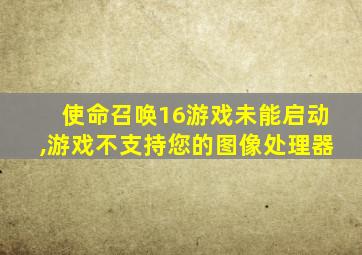 使命召唤16游戏未能启动,游戏不支持您的图像处理器