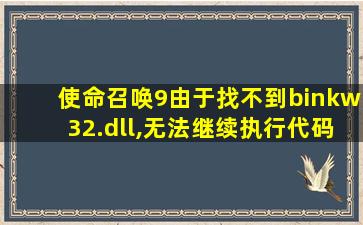 使命召唤9由于找不到binkw32.dll,无法继续执行代码