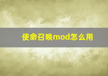 使命召唤mod怎么用