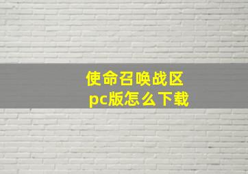 使命召唤战区pc版怎么下载