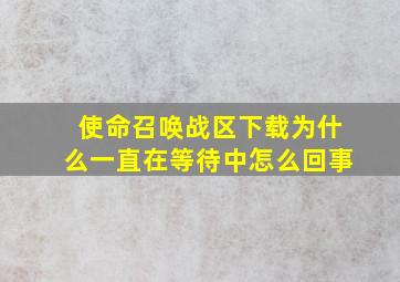 使命召唤战区下载为什么一直在等待中怎么回事