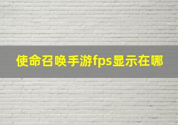 使命召唤手游fps显示在哪