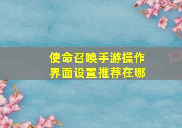 使命召唤手游操作界面设置推荐在哪