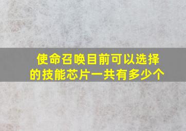 使命召唤目前可以选择的技能芯片一共有多少个