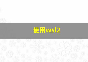 使用wsl2