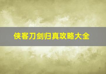 侠客刀剑归真攻略大全