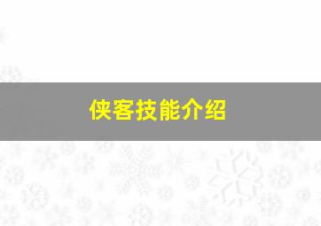 侠客技能介绍