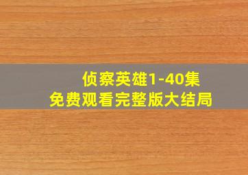 侦察英雄1-40集免费观看完整版大结局