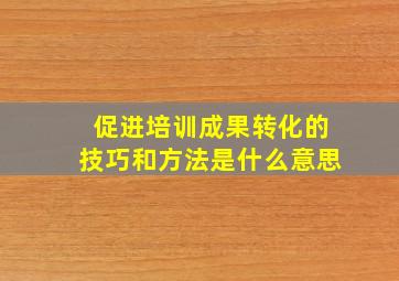 促进培训成果转化的技巧和方法是什么意思