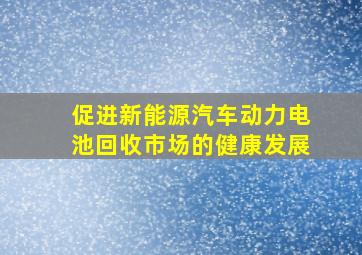 促进新能源汽车动力电池回收市场的健康发展