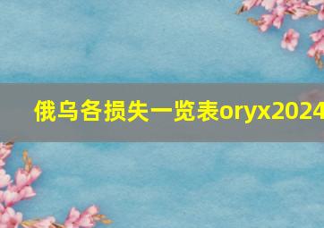 俄乌各损失一览表oryx2024