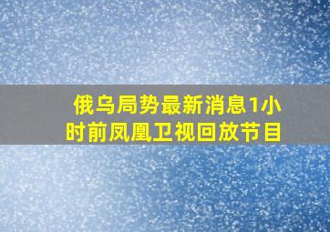 俄乌局势最新消息1小时前凤凰卫视回放节目