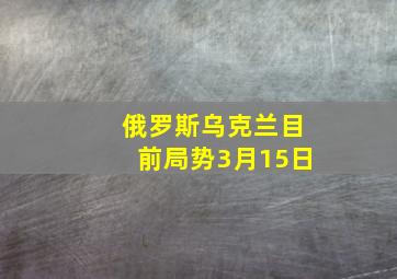 俄罗斯乌克兰目前局势3月15日