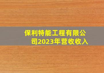 保利特能工程有限公司2023年营收收入