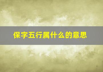 保字五行属什么的意思