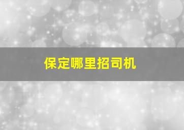 保定哪里招司机