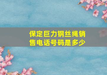 保定巨力钢丝绳销售电话号码是多少