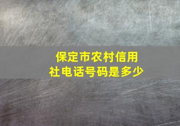 保定市农村信用社电话号码是多少