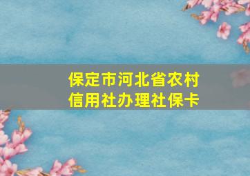 保定市河北省农村信用社办理社保卡