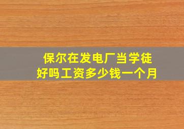 保尔在发电厂当学徒好吗工资多少钱一个月