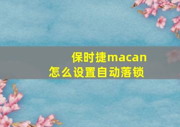 保时捷macan怎么设置自动落锁