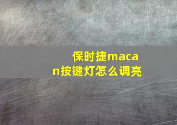 保时捷macan按键灯怎么调亮