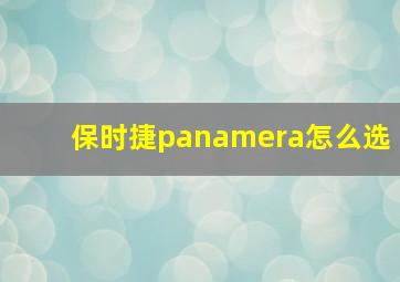 保时捷panamera怎么选