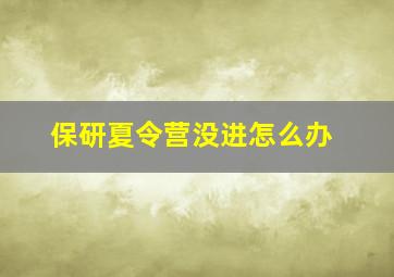 保研夏令营没进怎么办