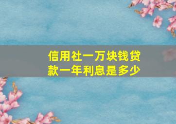 信用社一万块钱贷款一年利息是多少