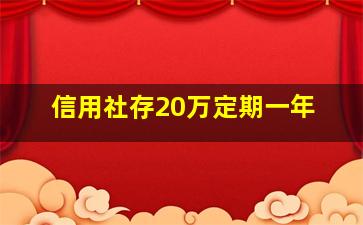 信用社存20万定期一年