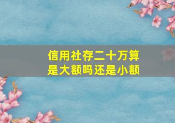 信用社存二十万算是大额吗还是小额