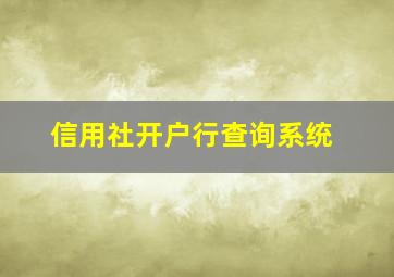 信用社开户行查询系统