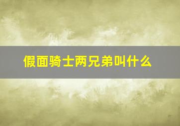 假面骑士两兄弟叫什么