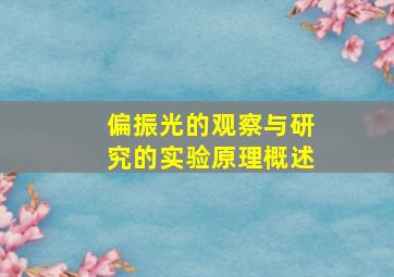 偏振光的观察与研究的实验原理概述