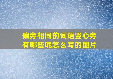 偏旁相同的词语竖心旁有哪些呢怎么写的图片