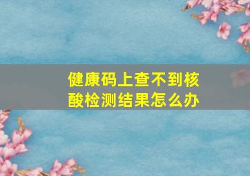 健康码上查不到核酸检测结果怎么办