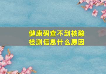 健康码查不到核酸检测信息什么原因