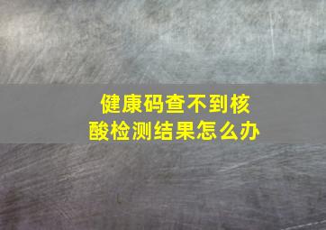 健康码查不到核酸检测结果怎么办