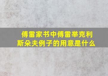 傅雷家书中傅雷举克利斯朵夫例子的用意是什么