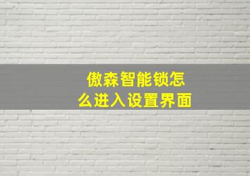 傲森智能锁怎么进入设置界面