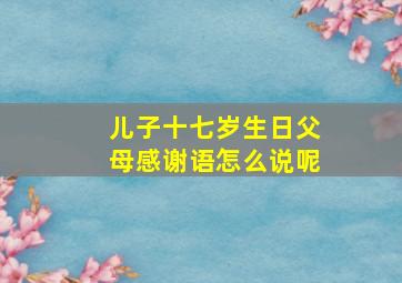 儿子十七岁生日父母感谢语怎么说呢