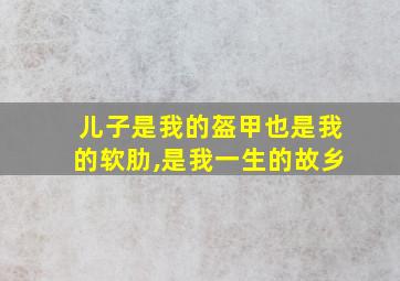 儿子是我的盔甲也是我的软肋,是我一生的故乡