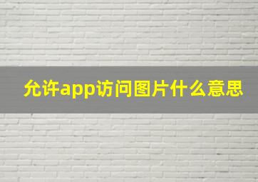 允许app访问图片什么意思