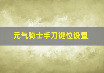 元气骑士手刀键位设置