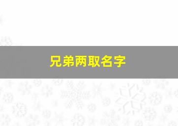 兄弟两取名字