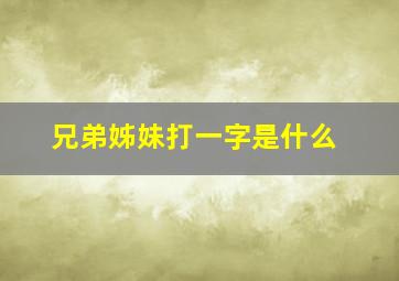 兄弟姊妹打一字是什么