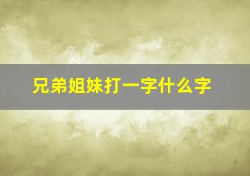 兄弟姐妹打一字什么字