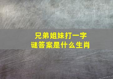 兄弟姐妹打一字谜答案是什么生肖