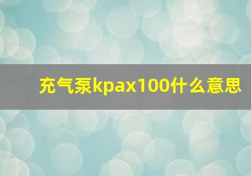 充气泵kpax100什么意思